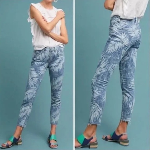 Current/Elliot The Stiletto Palm-Print Skinny Jeans - Picture 1 of 5